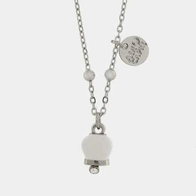Collana in Acciaio con campanella bianca portafortuna e punto luce | gioielli in acciaio | BYSIMON