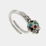 Anello in Acciaio con campanella impreziosita da smalti multicolore