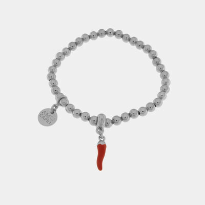 Bracciale in acciaio con cornetto rosso portafortuna napoletano | cornetto portafortuna | BYSIMON