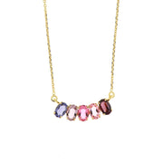 925 Silver necklace with crystals in shades of pink