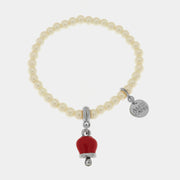 Bracciale in Metallo Bracciale in Metallo con perle e campanella portafortuna in smalto rosso