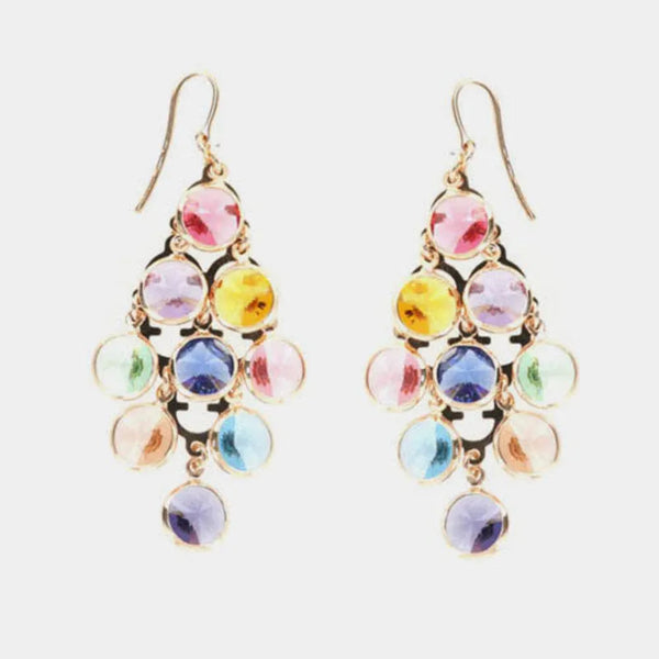 Orecchini argento 925 cascata a grappolo con cristalli multicolore - BYSIMON gioielli