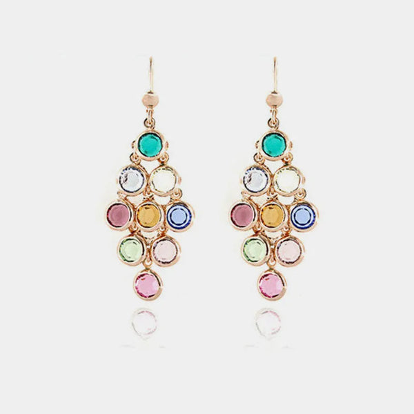 Orecchini in Argento 925 cascata a grappolo, impreziosita da cristalli multicolore - BYSIMON gioielli