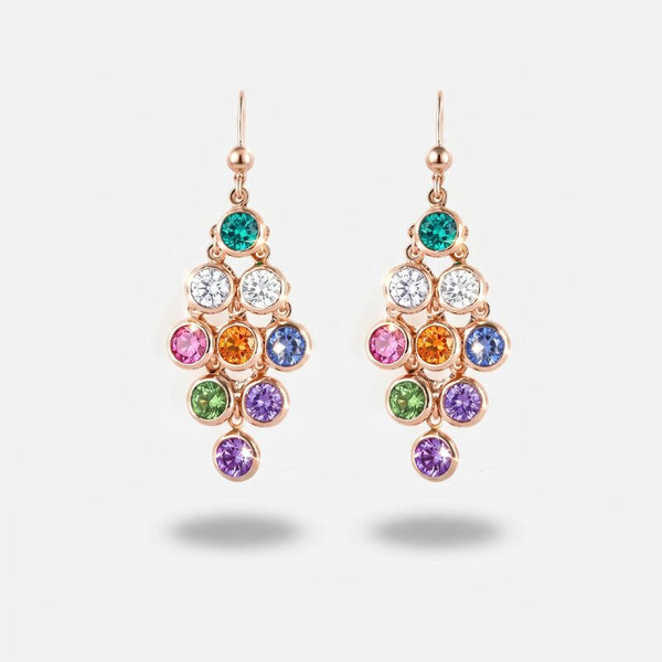 Orecchini in Argento 925 cascata a grappolo, impreziosita da cristalli multicolore - BYSIMON gioielli