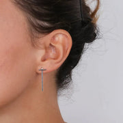 Orecchini in Argento 925 con barra pendente liscia