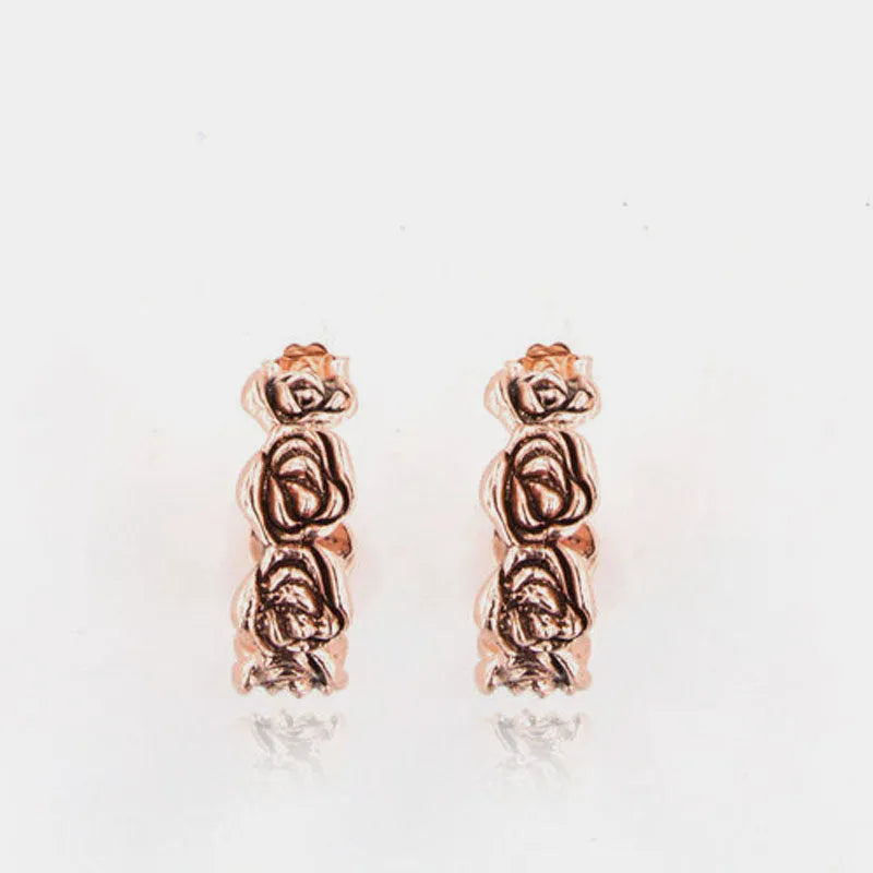 Orecchini in Argento 925  a cerchio con forma di rosa