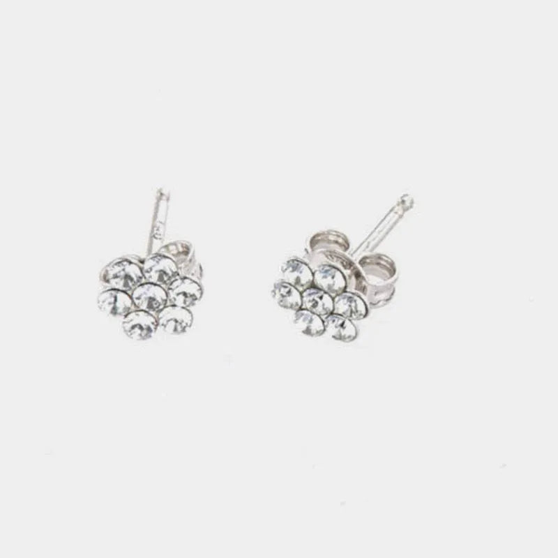 Sterling Silver 925 flower earrings with crystals