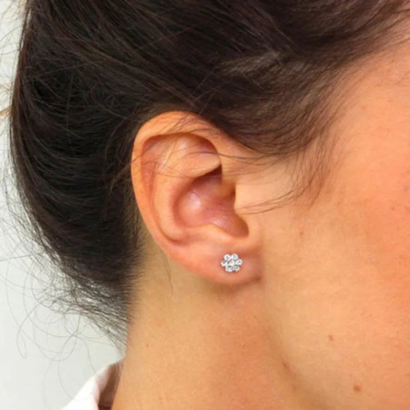 Sterling Silver 925 flower earrings with crystals