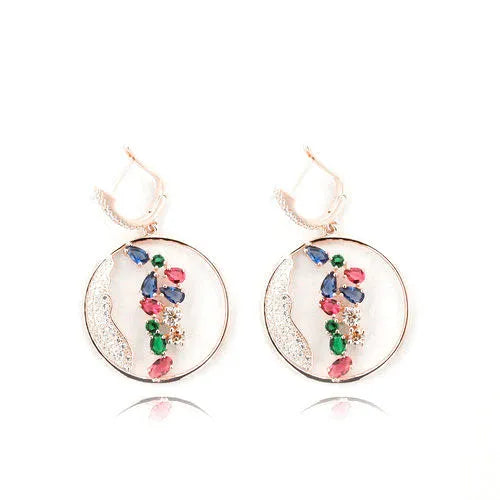 Orecchini in Argento 925  a cerchio con zirconi multicolore