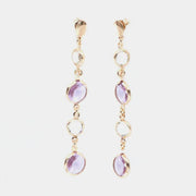 Orecchini in Argento 925 pendenti con cristalli bianchi e viola