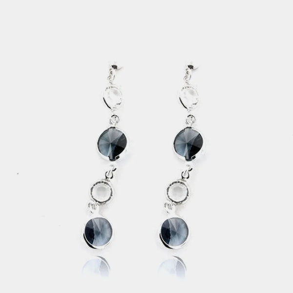Orecchini in Argento 925 pendenti con cristalli bianchi e fumè - BYSIMON gioielli