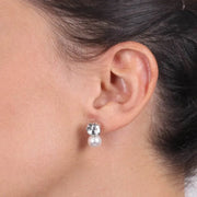 Orecchini in Argento 925 cristallo bianco con perla