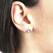 Orecchini in Argento 925 punto luce a lobo con cristallo ambra