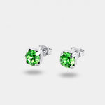 Orecchini argento 925 punto luce a lobo con cristallo verde - BYSIMON gioielli