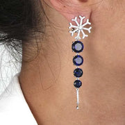Orecchini in Argento 925  fiocco di neve zirconato con zirconi zaffiro pendenti