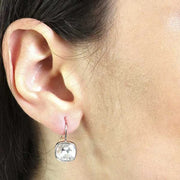 Orecchini in Argento 925 cristallo di forma quadrata, pendente, con aggancio a monachina