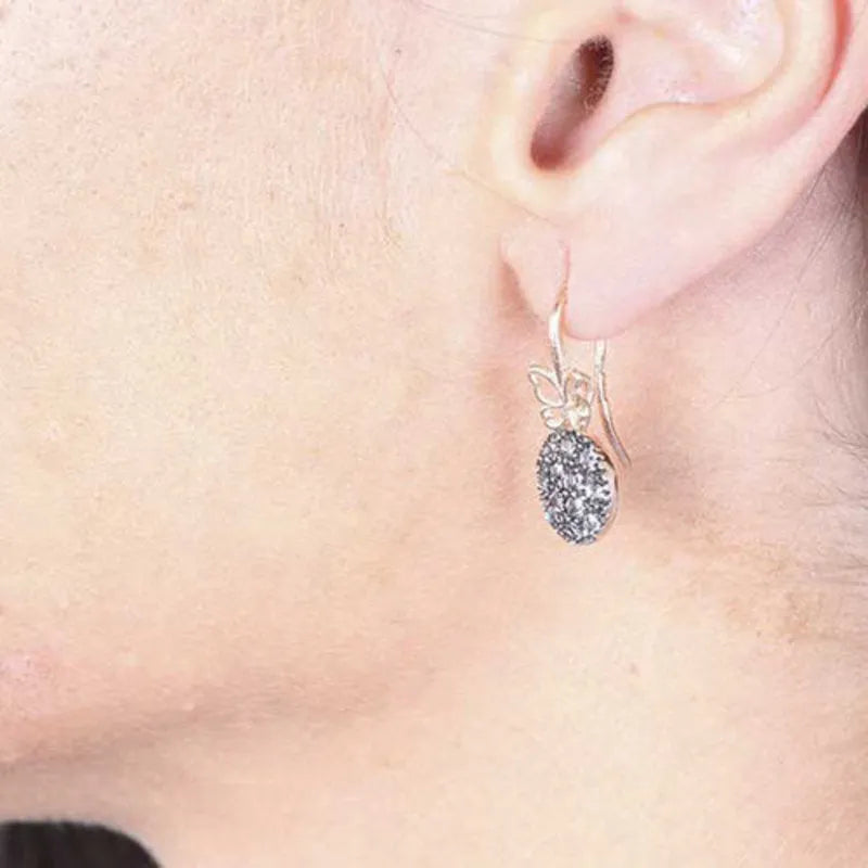 Orecchini in Argento 925   stile antico con cristalli fume'