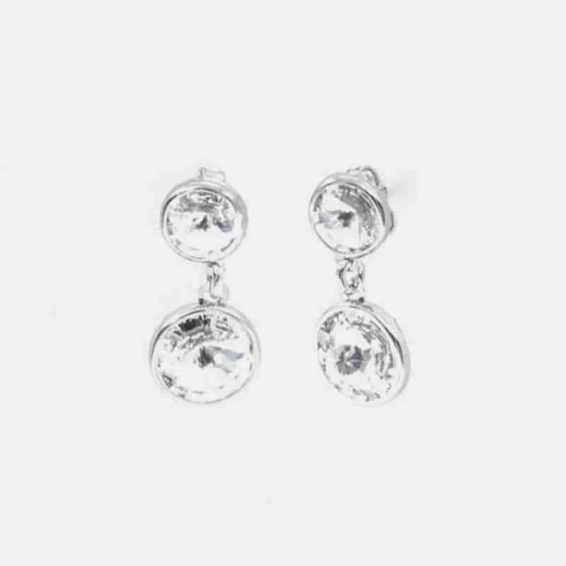 Sterling Silver 925 Double Halo Stud Earrings with Crystals
