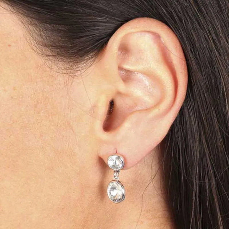 Sterling Silver 925 Double Halo Stud Earrings with Crystals