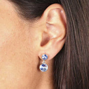 Orecchini in Argento 925 doppio punto luce con cristalli colorazione zaffiro