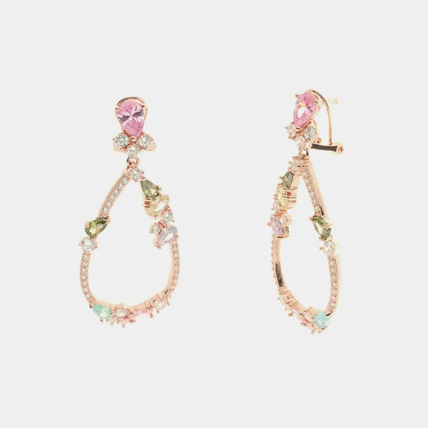 Orecchini a Cerchio in Argento Sterling 925 con Opale, Placcati in Oro 18K, Gioielli con Pendente a Stella in Opale
