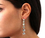 Orecchini in Argento 925 cascata di punti luce sulle tonalità del verde di grandezza crescente