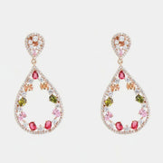 Orecchini in Argento 925  pendenti forma goccia, impreziositi da zirconi multicolore