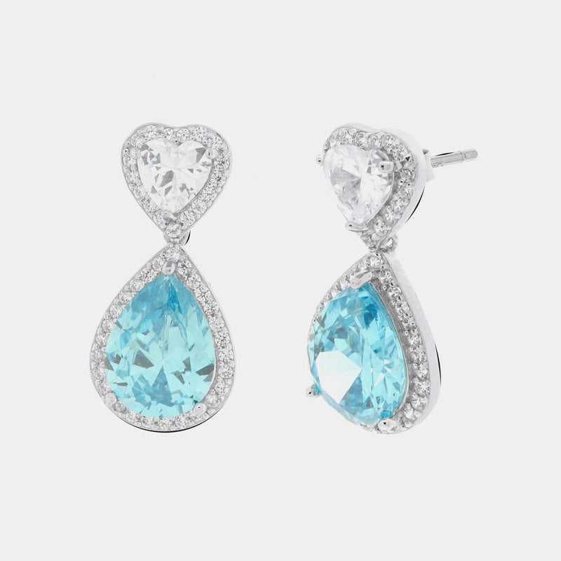 Orecchini in Argento 925 a goccia con zirconi acquamarina SIMEONE - gioiello BySimon