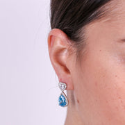 Orecchini in Argento 925 a goccia con zirconi acquamarina