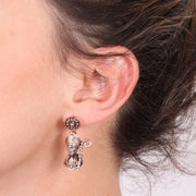 Orecchini in Argento 925  San Gennaro stile antico con perline e cristalli bianchi