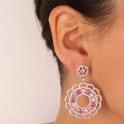 Orecchini in Argento 925 effetto floreale impreziositi da zirconi multicolor