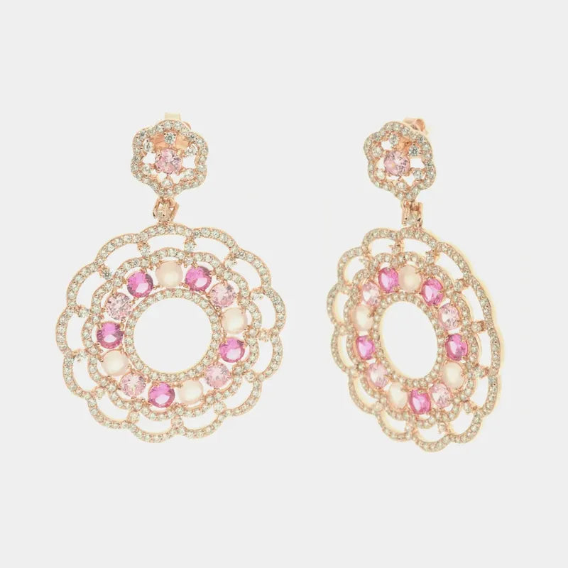 Orecchini in Argento 925 effetto floreale impreziositi da zirconi multicolor
