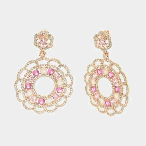 Orecchini in Argento 925 effetto floreale impreziositi da zirconi multicolor