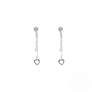 Orecchini in Argento 925  pendenti con multifili e cuore finale liscio