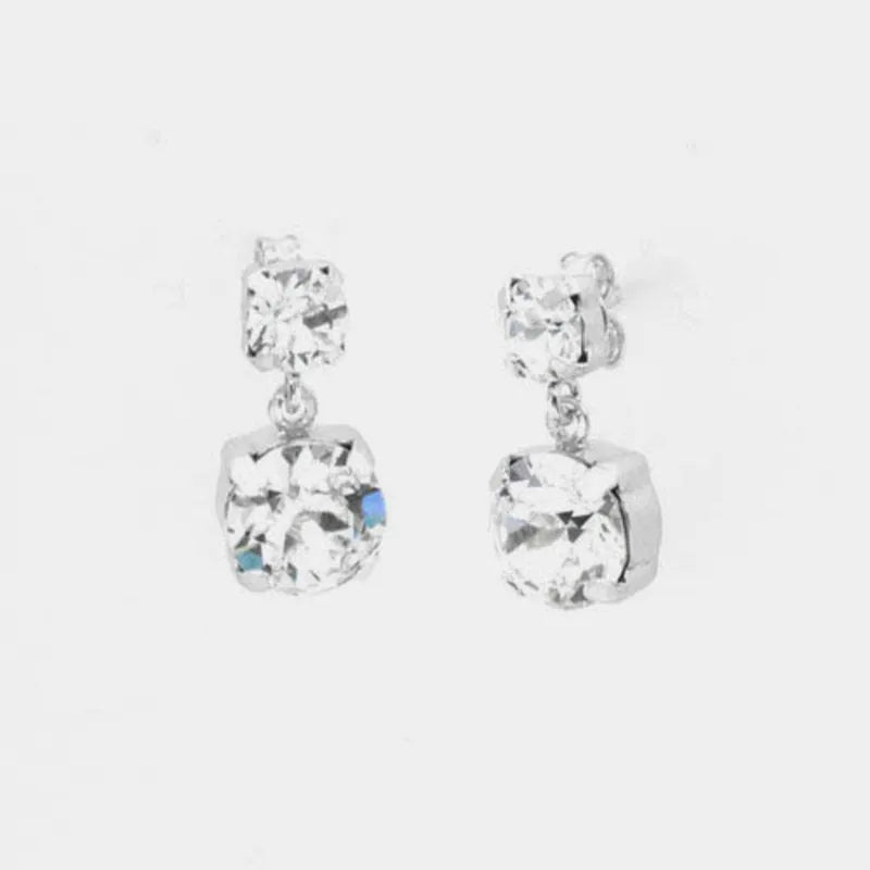 Orecchini in Argento 925 doppio punto luce con cristalli bianchi