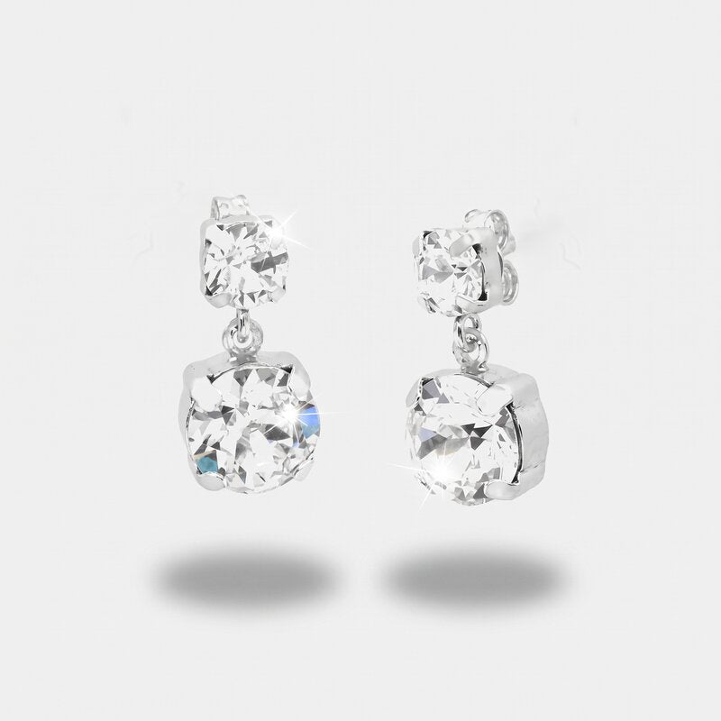 Orecchini in Argento 925 doppio punto luce con cristalli bianchi - BYSIMON gioielli
