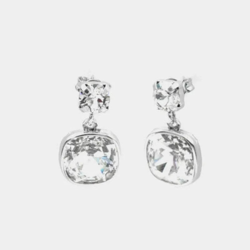 Orecchini in Argento 925 doppio punto luce con cristalli bianchi