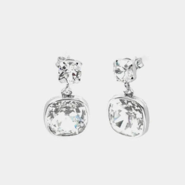 Orecchini in Argento 925 doppio punto luce con cristalli bianchi