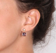 Orecchini in Argento 925 doppio punto luce con cristallo rosa antico