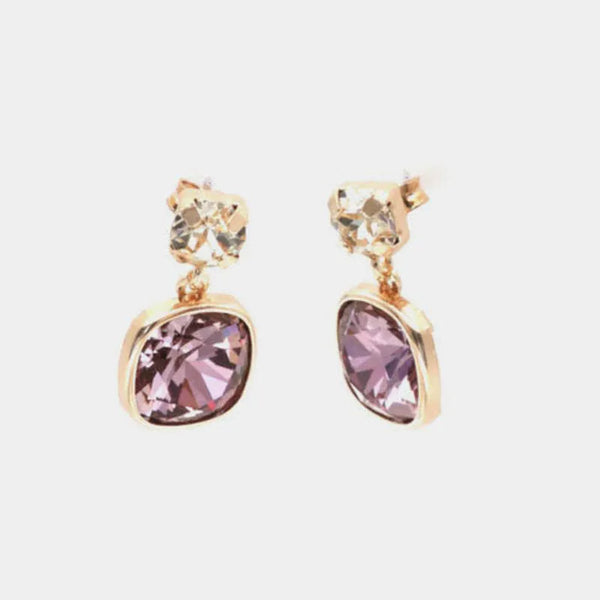 Orecchini in Argento 925 doppio punto luce con cristallo rosa antico