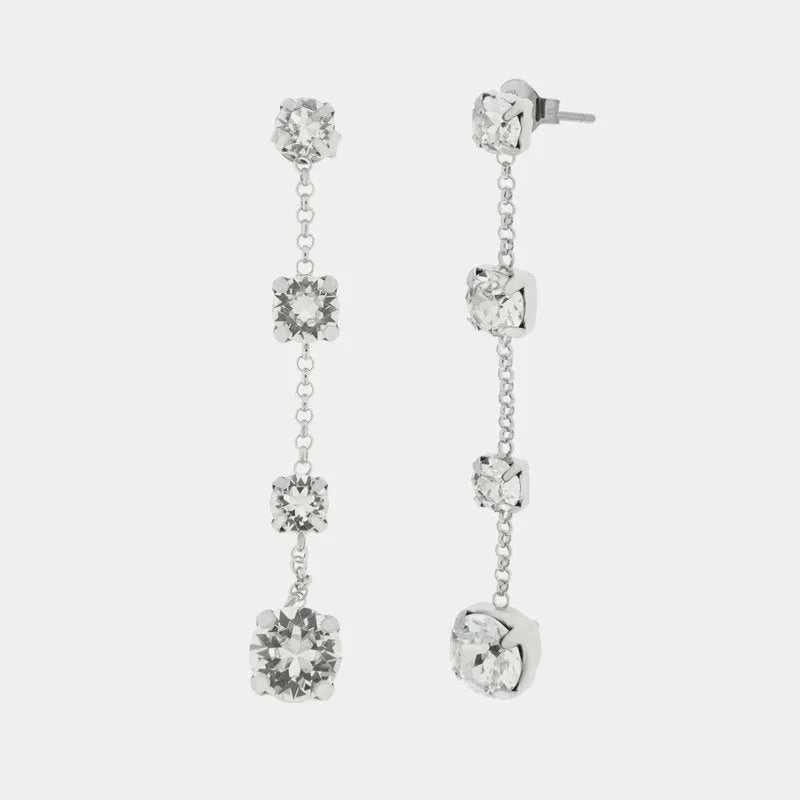 Orecchini in Argento 925 cascata pendente di cristalli bianchi di grandezza crescente BYSIMON - gioiello BySimon