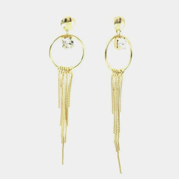 Orecchini in Argento 925 con fili pendenti e punto luce di cristallo bianco