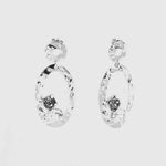Orecchini in Argento 925  a cerchio con cristalli colorati, su piastra martellata