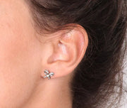 Orecchini in Argento 925  a forma di fiocco con cristalli