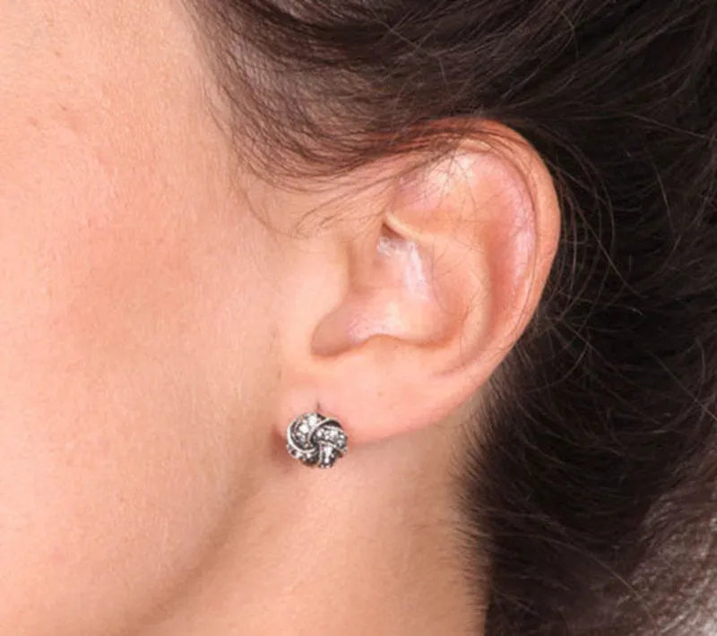 Orecchini in Argento 925 a forma di nodo in stile antico con cristalli grigi BYSIMON - gioiello BySimon