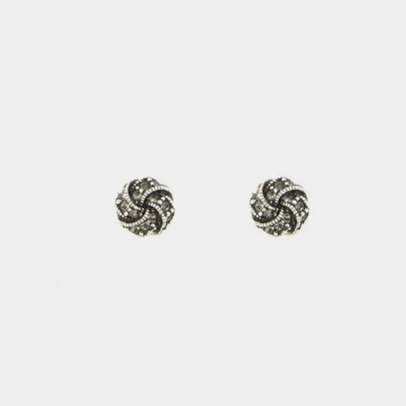 Orecchini in Argento 925 a forma di nodo in stile antico con cristalli grigi BYSIMON - gioiello BySimon