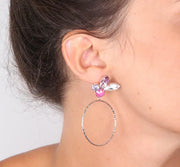 Orecchini in Argento 925  a cerchio con cristalli multicolor