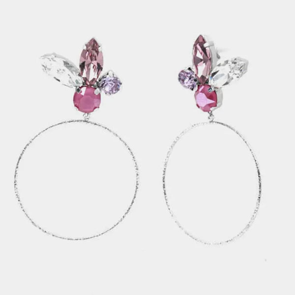 Orecchini in Argento 925  a cerchio con cristalli multicolor
