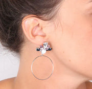 Orecchini in Argento 925  a cerchio con cristalli multicolor