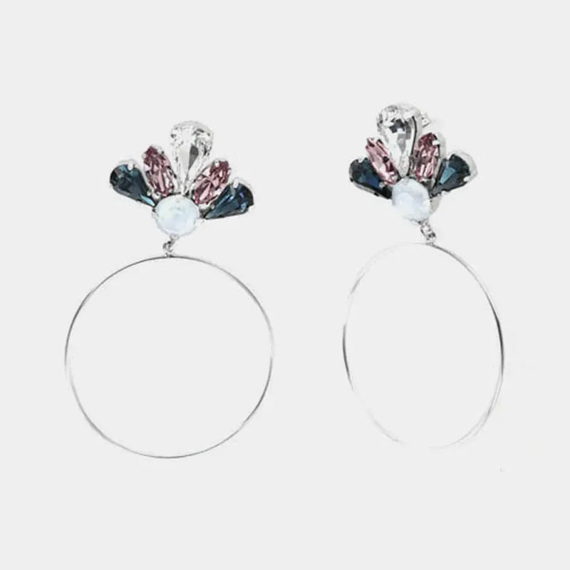 Orecchini in Argento 925  a cerchio con cristalli multicolor